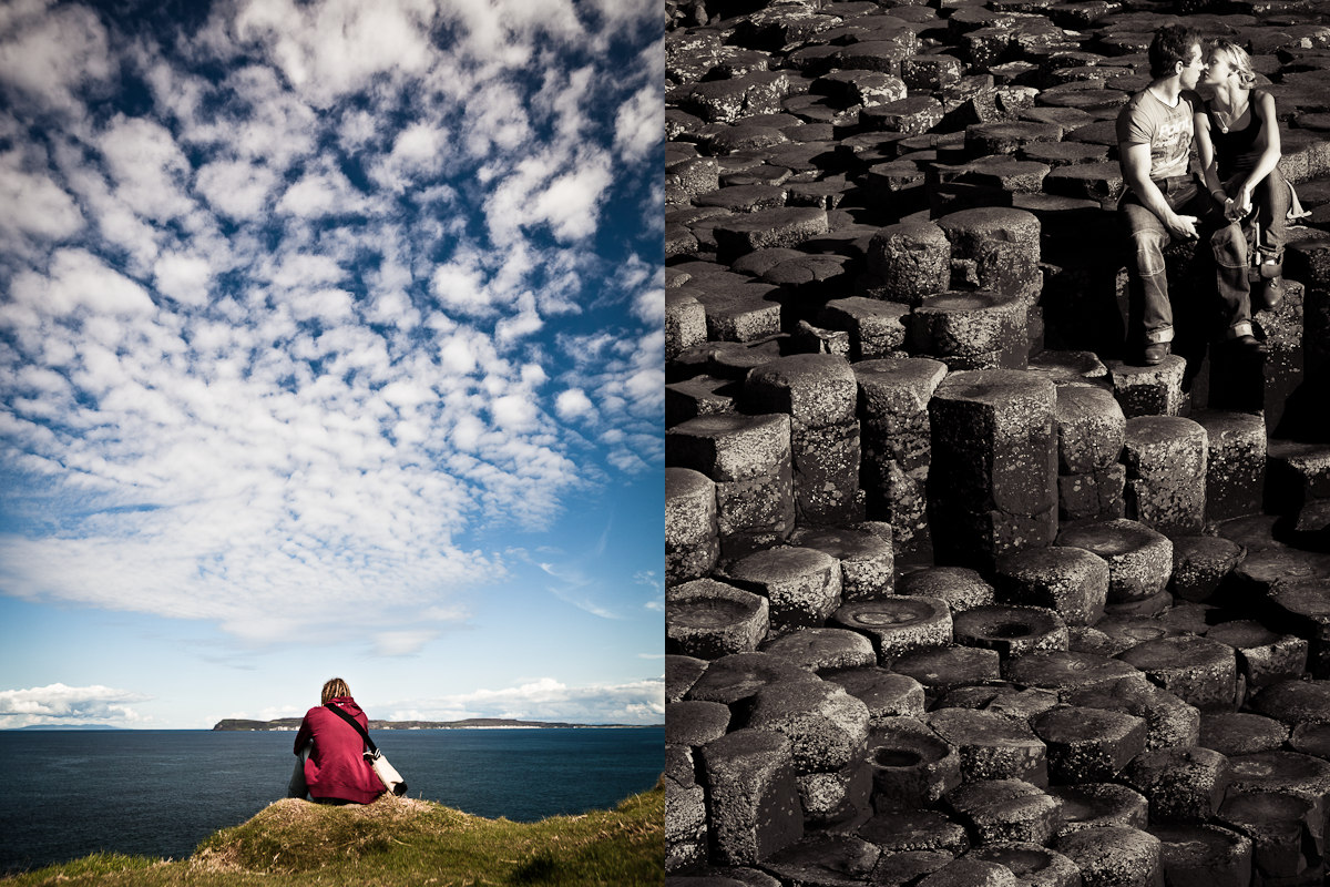 Till vänster: Carrick Island, Nordirland. -- 
                      Till höger: Giant's Causeway, Nordirland.
